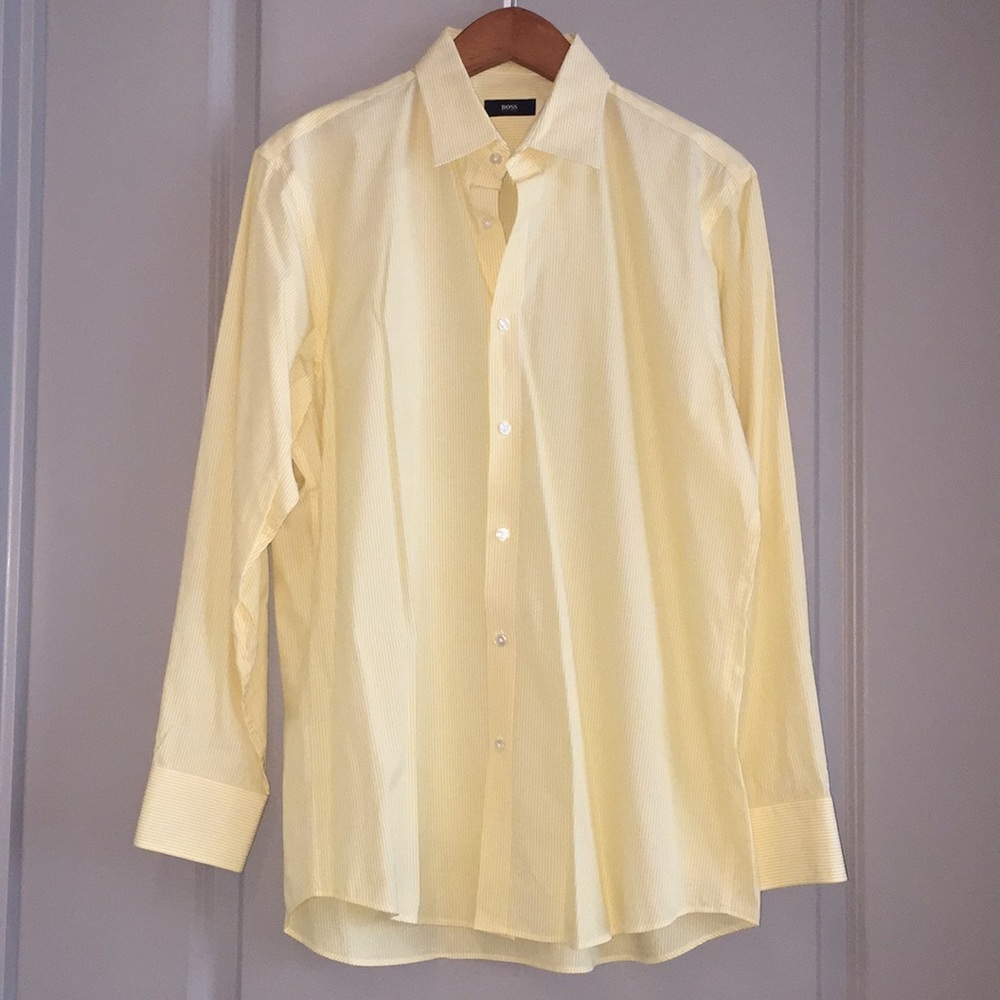 Hugo Boss Men’s yellow dress shirt SZ 16 32.5